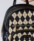 David Jones Argyle Pattern PU Leather Backpack - Body By J'ne