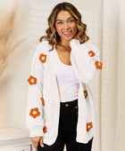 Flower Dropped Shoulder Open Front Cardigan - Body By J'ne