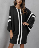 Ribbed Round Neck Long Sleeve Sweater Dress - Body By J'ne