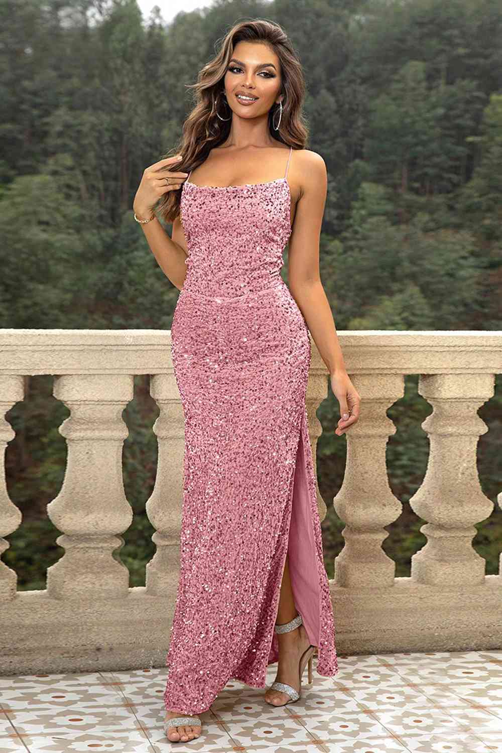 Sequin Backless Split Maxi Dress - Body By J'ne