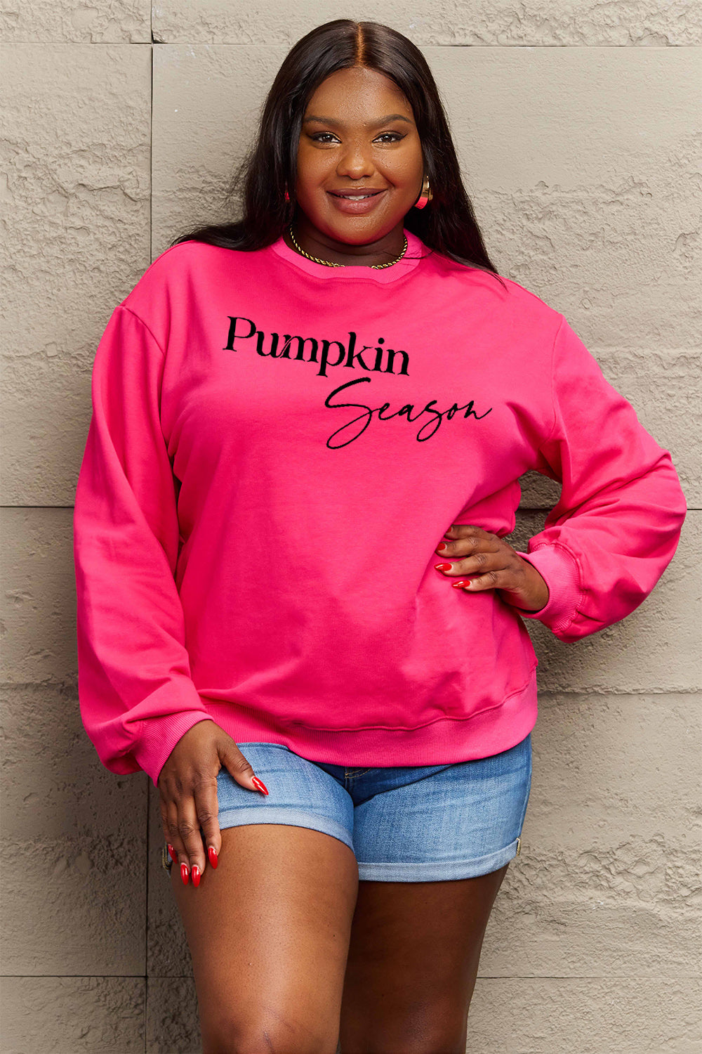 Full Size PUMPKIN SEASON Graphic Sweatshirt - Body By J'ne