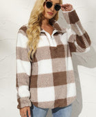 Plaid Half Zip Long Sleeve Sweatshirt - Body By J'ne