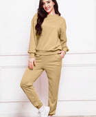 Round Neck Long Sleeve Sweatshirt and Pants Set - Body By J'ne