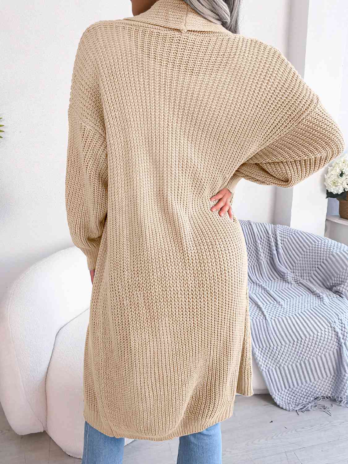 Open Front Dropped Shoulder Longline Cardigan - Body By J'ne