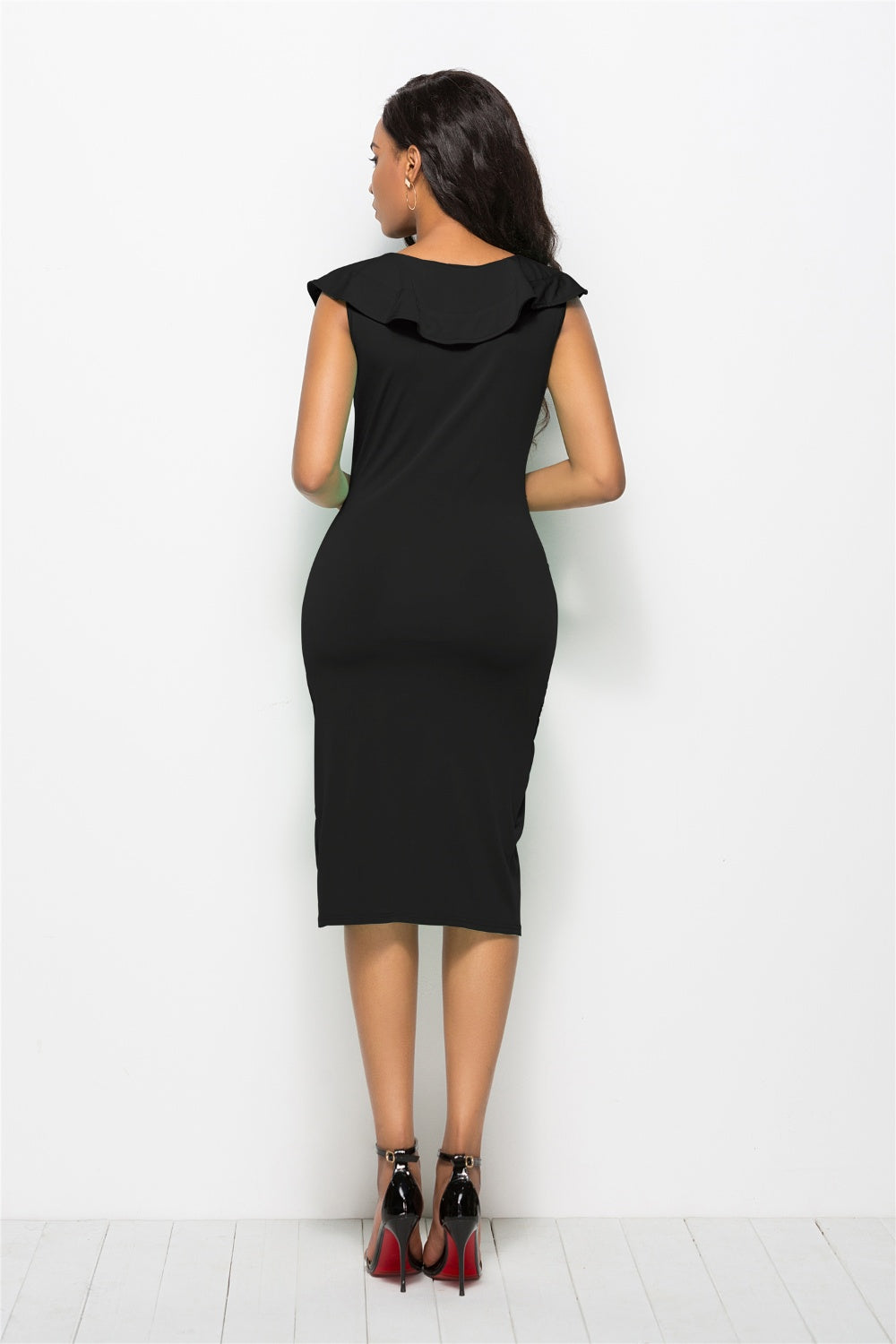 Ruched Ruffled Cap Sleeve Dress - Body By J'ne