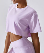 Cropped Round Neck Short Sleeve Active Top - Body By J'ne