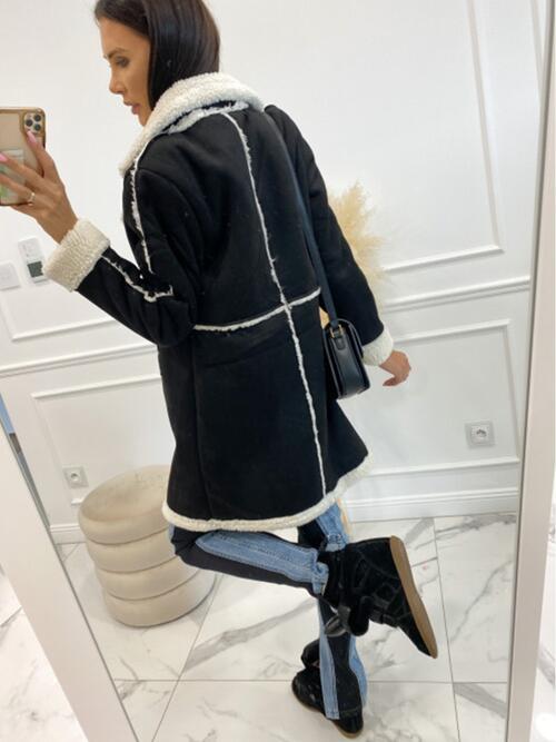 Lapel Collar Exposed Seam Buttoned Coat - Body By J'ne