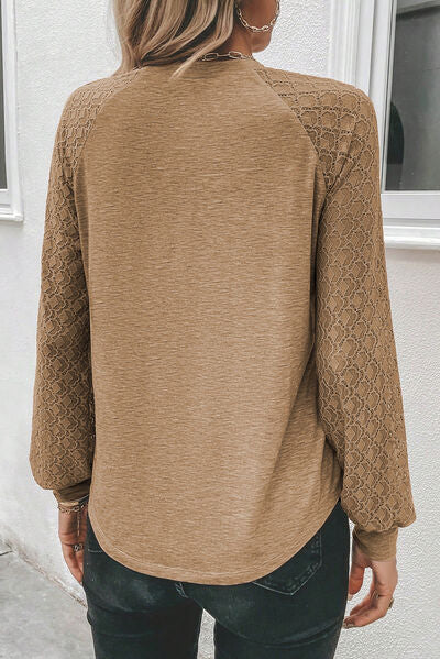 Heathered Round Neck Long Sleeve T-Shirt - Body By J'ne