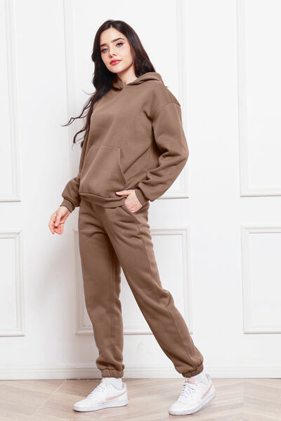 Drop Shoulder Long Sleeve Hoodie and Pants Set - Body By J'ne