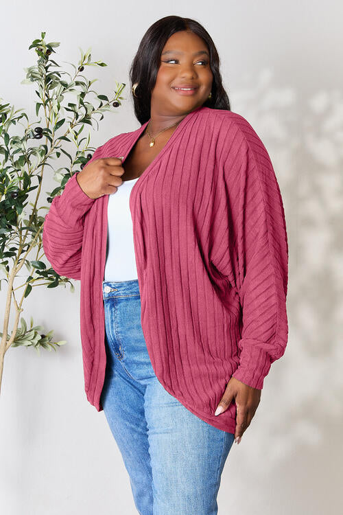 Full Size Ribbed Cocoon Cardigan - Body By J'ne