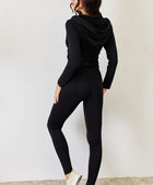 Zip Up Drawstring Hoodie and Leggings Set - Body By J'ne