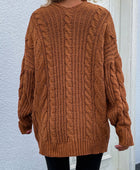 Woven Right Cable-Knit Open Front Cardigan with Front Pockets - Body By J'ne