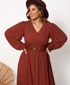 Plus Size Lace Detail V-Neck Balloon Sleeve Dress - Body By J'ne