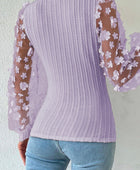 Textured Applique Long Sleeve Blouse - Body By J'ne