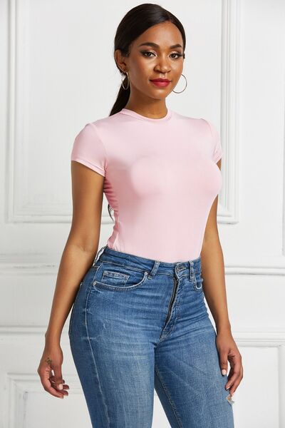 Round Neck Short Sleeve Bodysuit - Body By J'ne