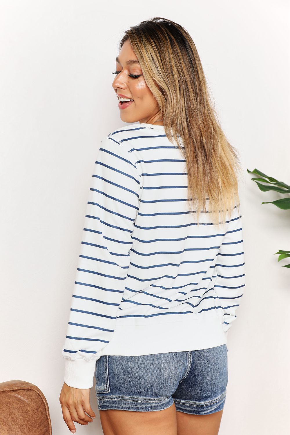 Double Take Striped Long Sleeve Round Neck Top - Body By J'ne