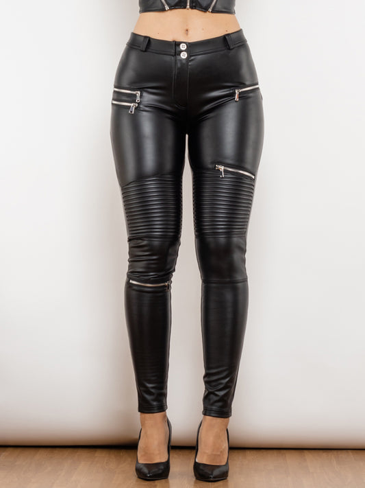 PU Zip Detail Skinny Pants - Body By J'ne