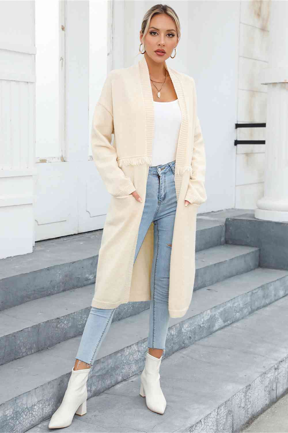 Open Front Pocketed Cardigan - Body By J'ne