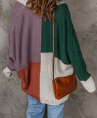 Color Block Cable-Knit Batwing Sleeve Cardigan - Body By J'ne