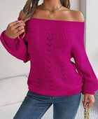 Openwork Off-Shoulder Long Sleeve Sweater - Body By J'ne