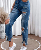 Distressed Raw Hem Straight Jeans - Body By J'ne