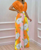 Printed Surplice Top and Wide Leg Pants Set - Body By J'ne