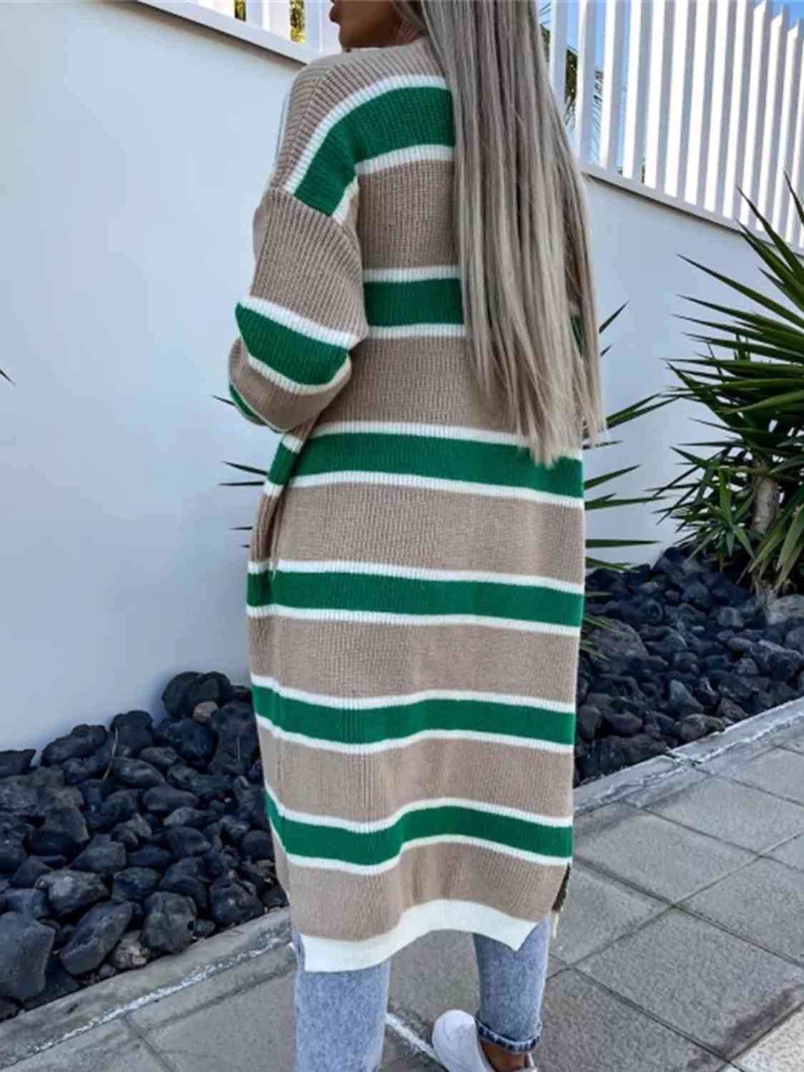 Striped Open Front Longline Cardigan - Body By J'ne