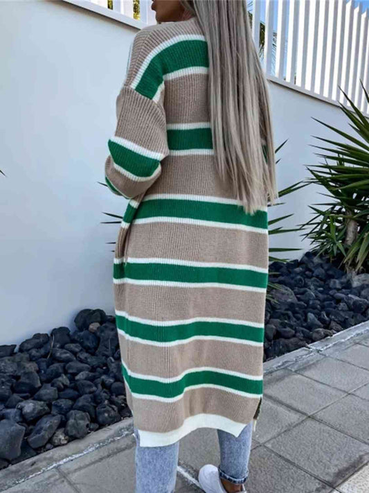 Striped Open Front Longline Cardigan - Body By J'ne
