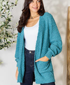 Falling For You Full Size Open Front Cardigan with Pockets - Body By J'ne