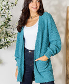 Falling For You Full Size Open Front Cardigan with Pockets - Body By J'ne