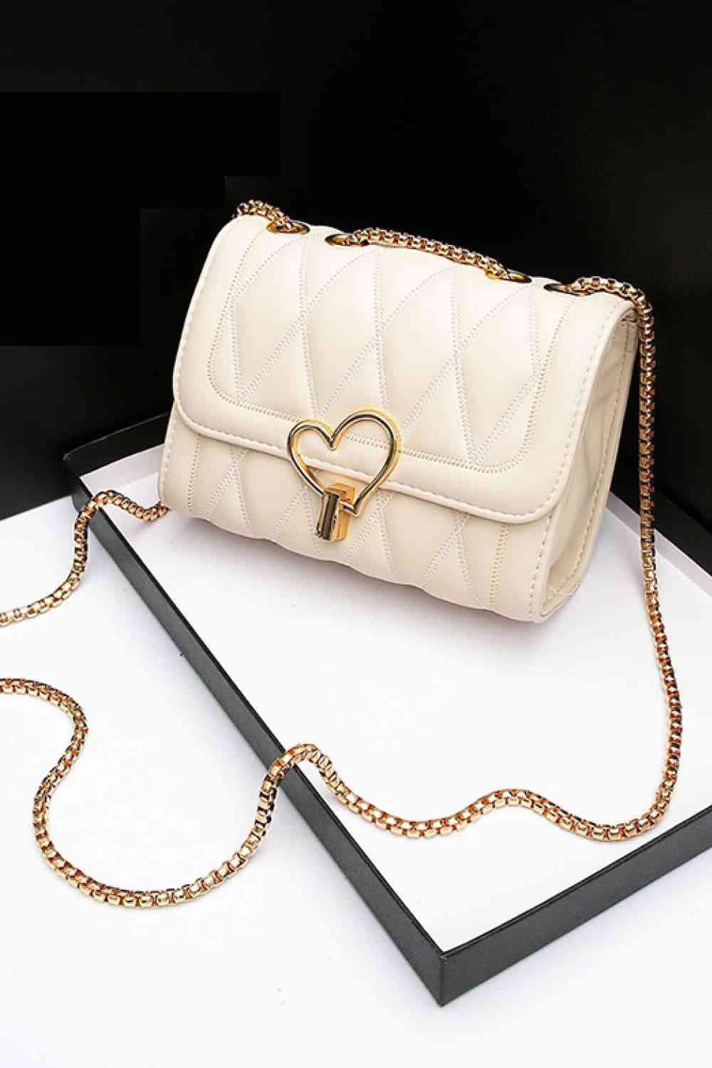 Heart Buckle PU Leather Crossbody Bag - Body By J'ne