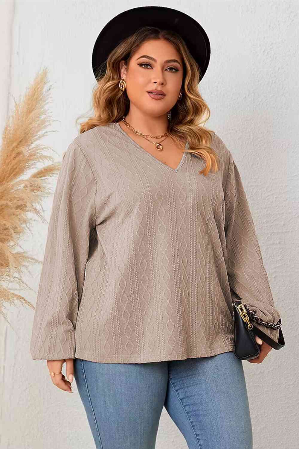 Good Energy Lace Detail V-Neck Long Sleeve Blouse - Body By J'ne