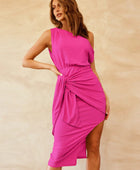 Slit Tied Single Shoulder Dress - Body By J'ne