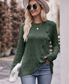 Double Take Ribbed Round Neck Buttoned Long Sleeve Tee - Body By J'ne