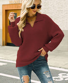 Ribbed Johnny Collar Pullover Sweater - Body By J'ne