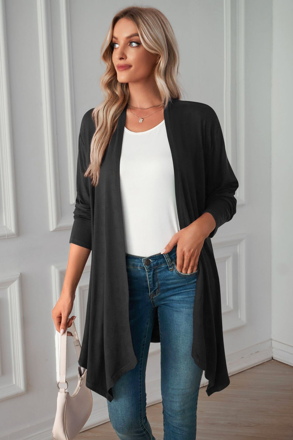 Open Front Long Sleeve Cardigan - Body By J'ne