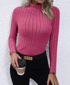 Mock Neck Long Sleeve Knit Top - Body By J'ne