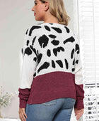 Plus Size Leopard Round Neck Long Sleeve Sweater - Body By J'ne