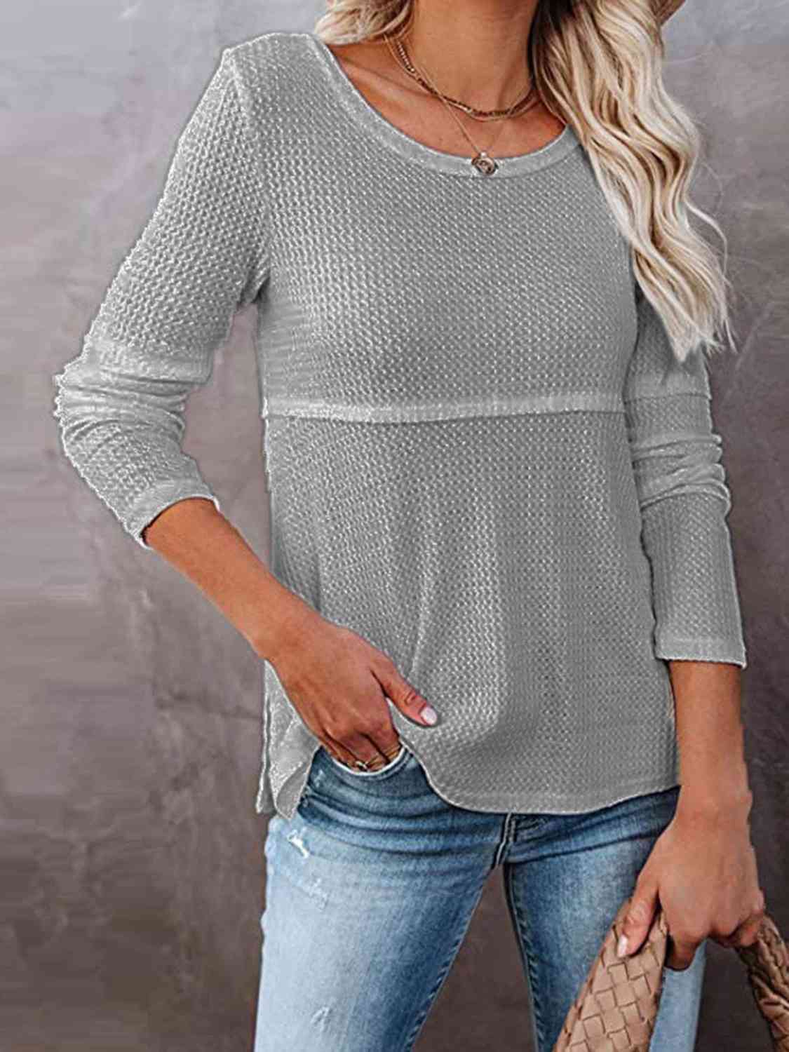 Cutout Round Neck Long Sleeve T-Shirt - Body By J'ne