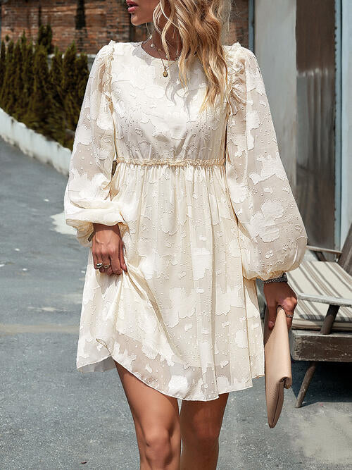 Ruffle Trim Balloon Sleeve Mini Dress - Body By J'ne