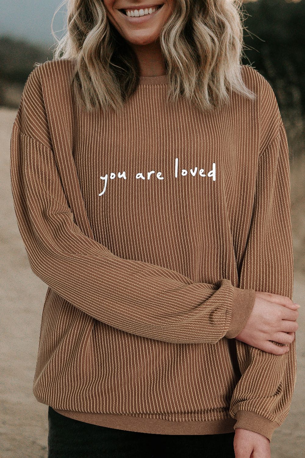 YOU ARE LOVED Graphic Dropped Shoulder Sweatshirt - Body By J'ne