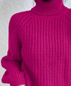 Full Size Turtleneck Rib-Knit Slit Sweater - Body By J'ne