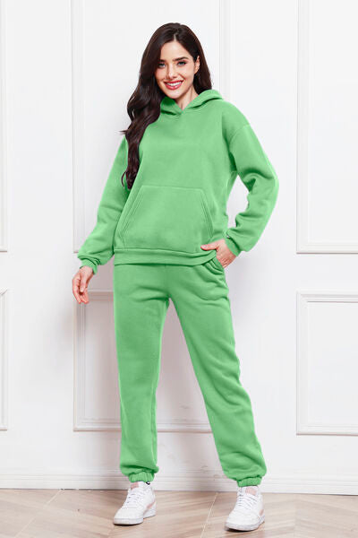 Drop Shoulder Long Sleeve Hoodie and Pants Set - Body By J'ne