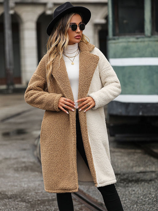 Contrast Dropped Shoulder Sherpa Coat - Body By J'ne