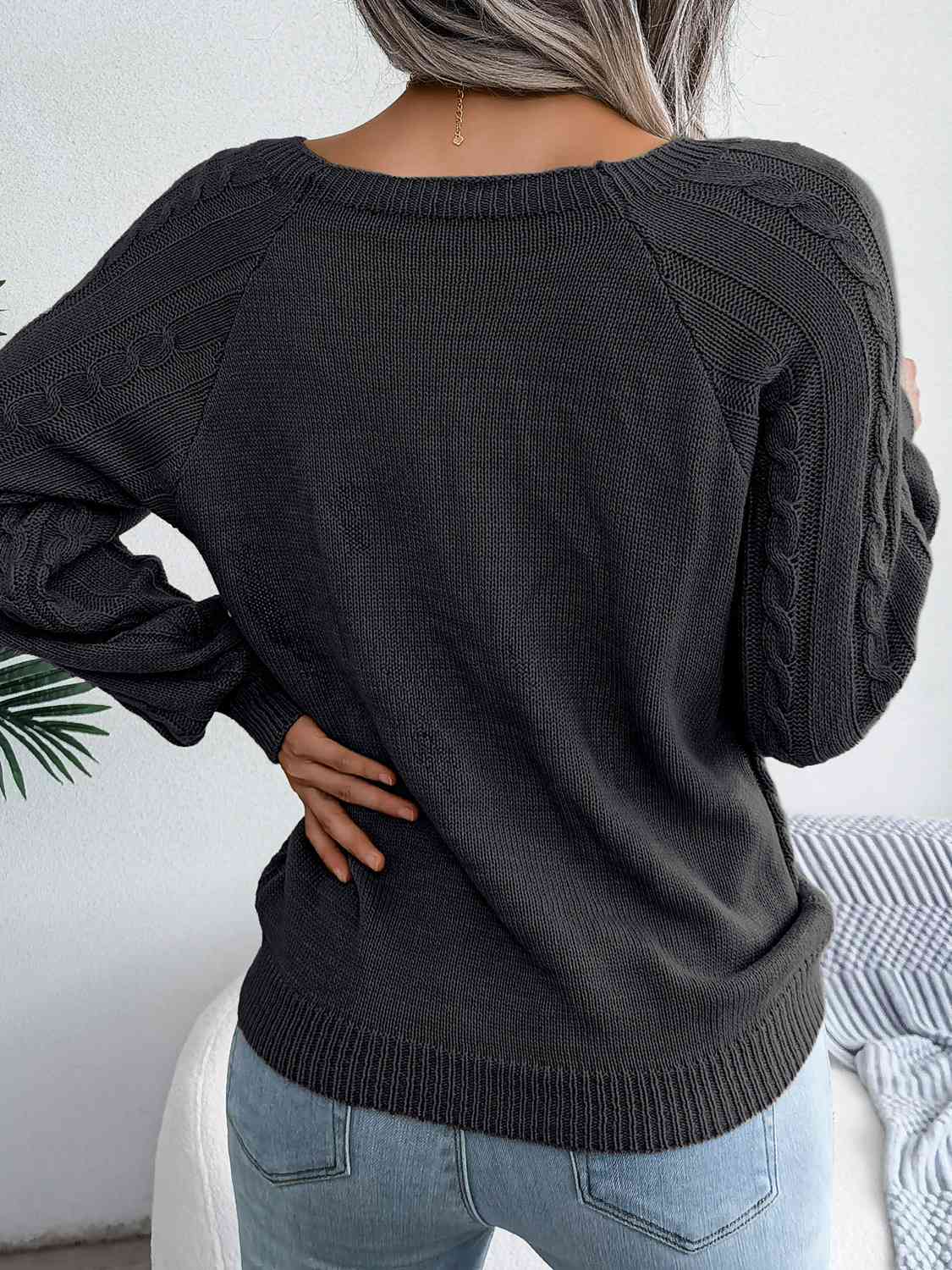 Fall Free Button Cable-Knit Sweater - Body By J'ne