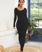 Round Neck Long Sleeve Maxi Wrap Dress - Body By J'ne