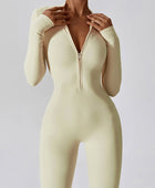 Zip Up Mock Neck Long Sleeve Jumpsuit - Body By J'ne