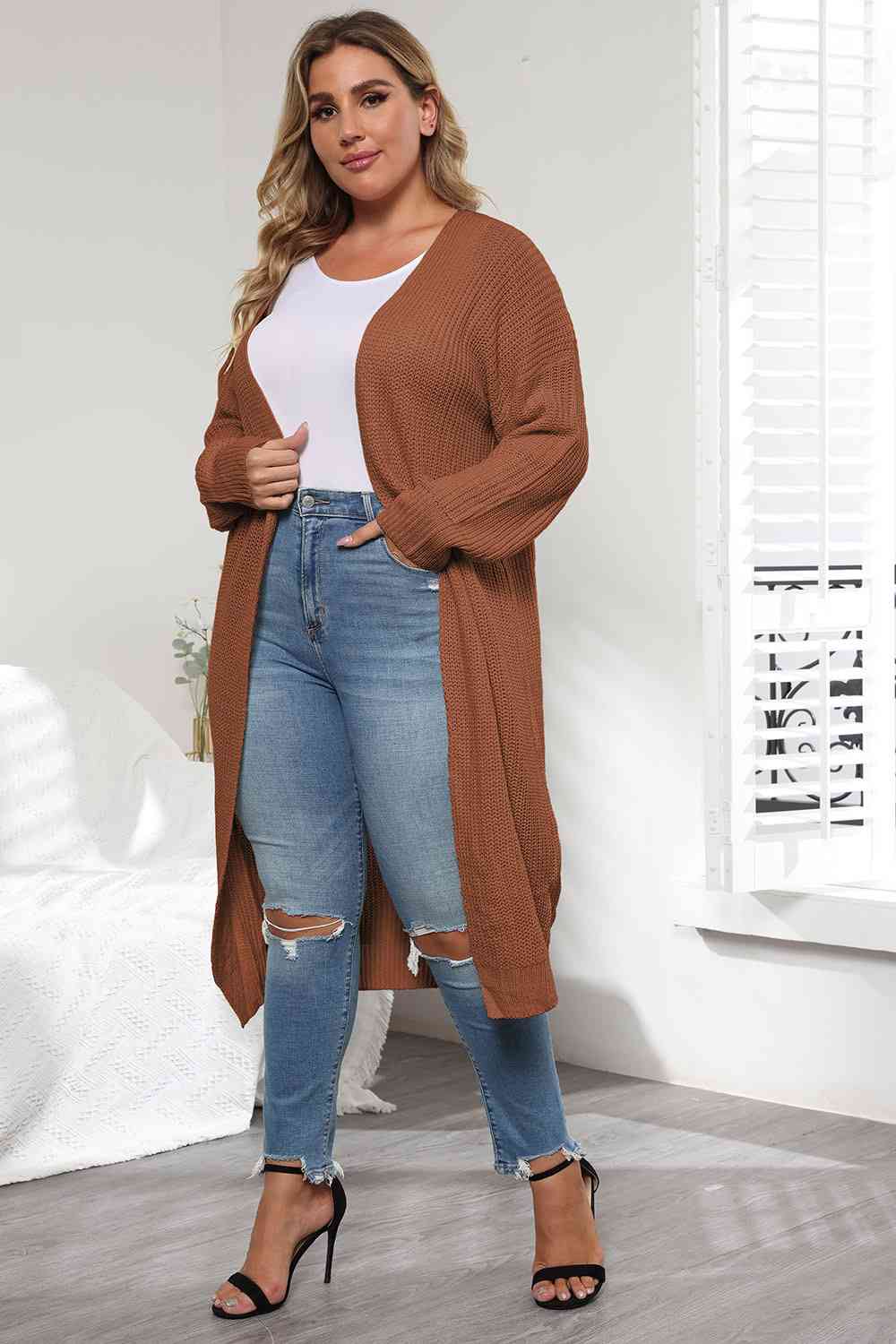 Plus Size Open Front Long Sleeve Cardigan - Body By J'ne