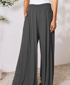 Smocked Wide Waistband Wide Leg Pants - Body By J'ne