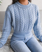 Cable-Knit Round Neck Sweater - Body By J'ne